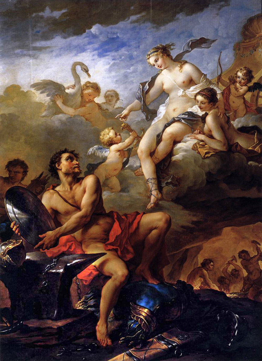 venus demanding arms from vulcan for aeneas
